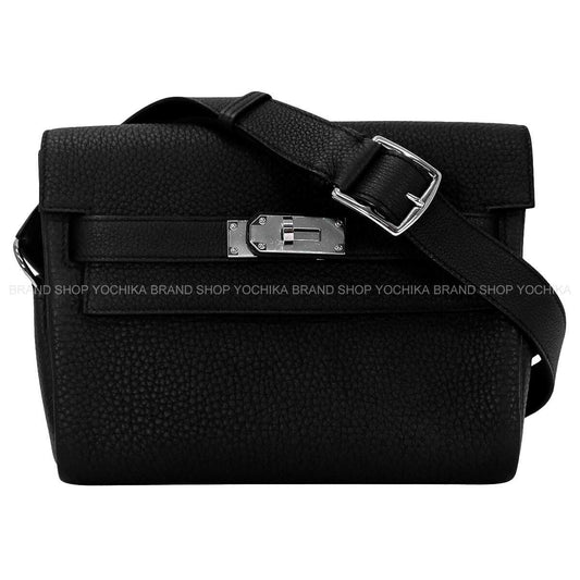 [Pre-loved] HERMES Shoulder bag Kelly Messenger 24 PM Noir (Black) Veau Togo Silver HW Stamp K[LIKE NEW][Authentic]