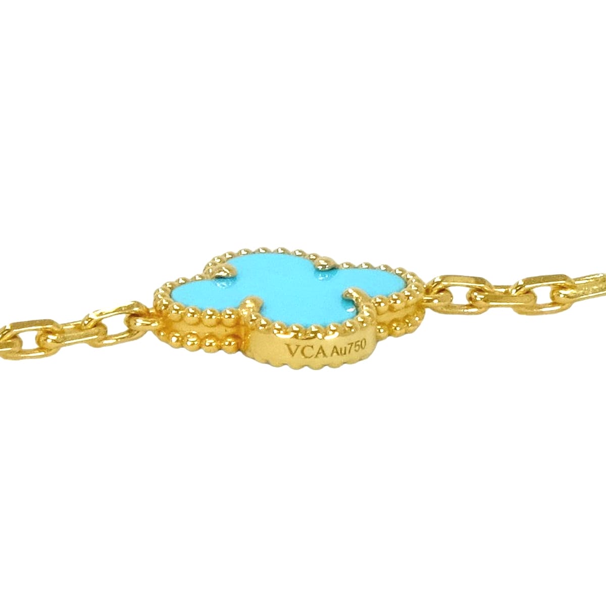 [Pre-loved] Van Cleef & Arpels necklace Vintage Alhambra 20 motif Turquoise K18YG/Pave Diamonds VCARP2V200[LIKE NEW][Authentic]