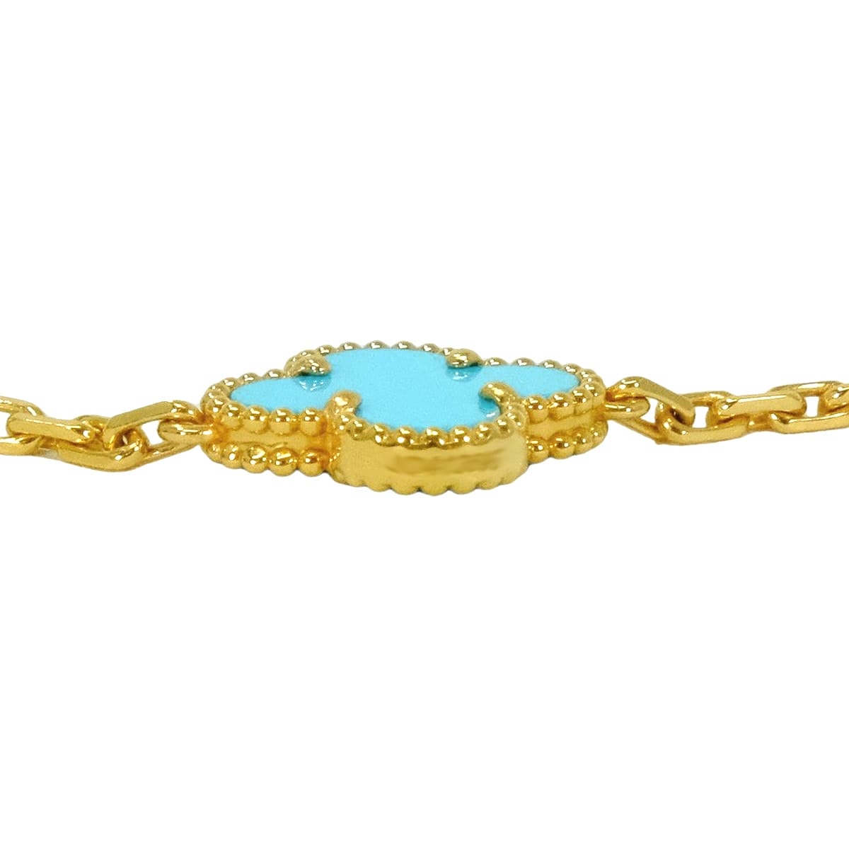 [Pre-loved] Van Cleef & Arpels necklace Vintage Alhambra 20 motif Turquoise K18YG/Pave Diamonds VCARP2V200[LIKE NEW][Authentic]