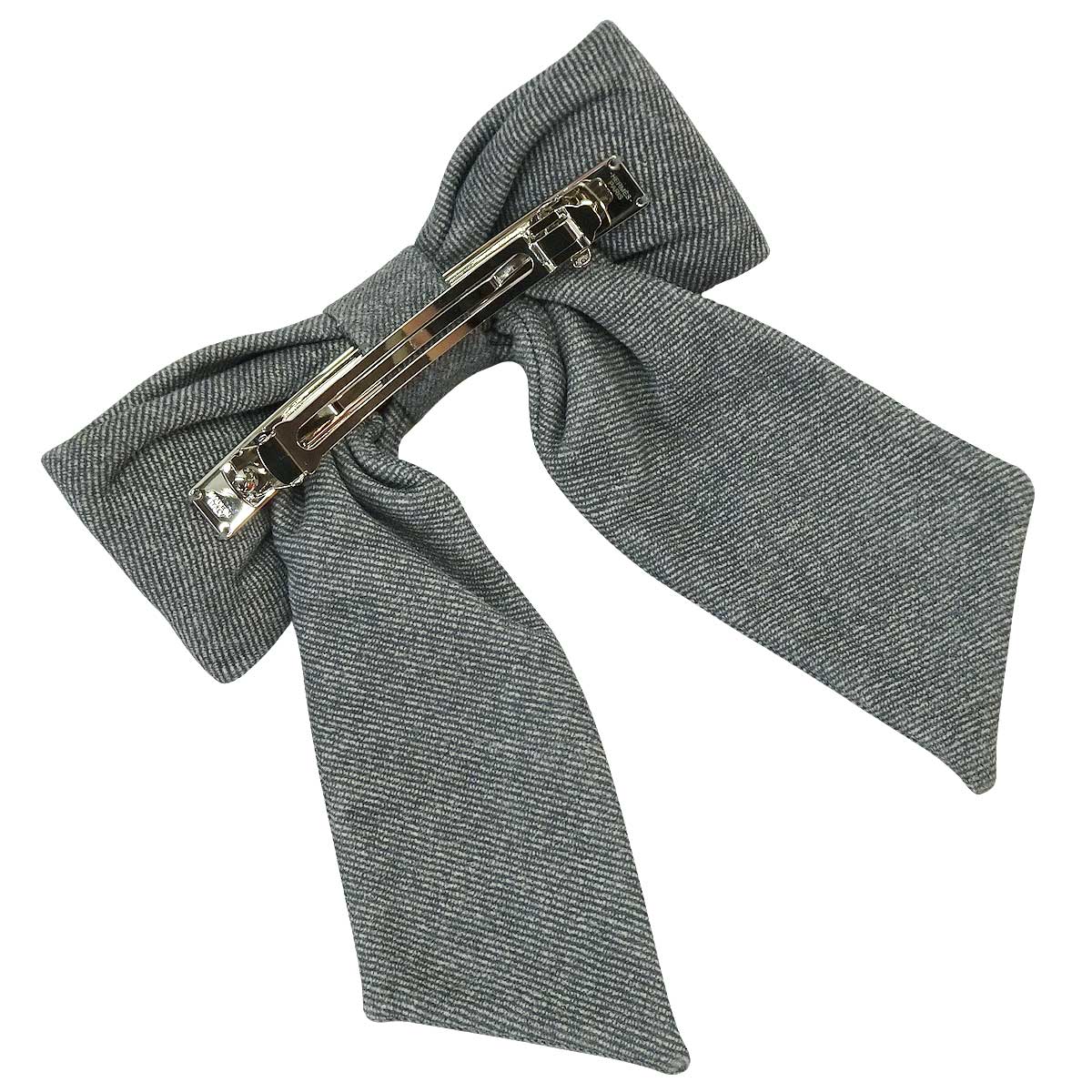 HERMES barretter Karma Twill Crude cell included Noir (Black) Denim print /Suede Lambskin Silver HW[EXCELLENT][Authentic]