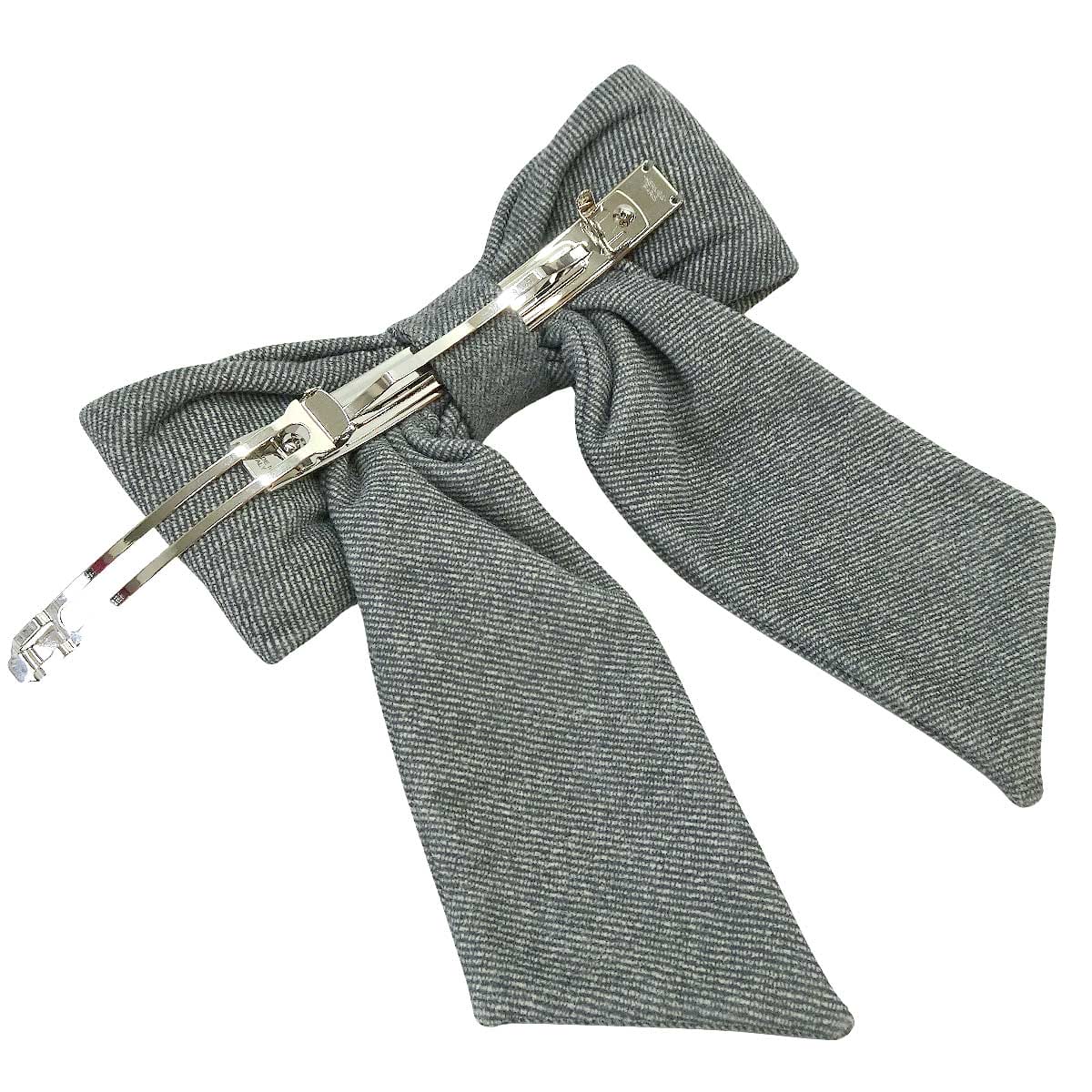 HERMES barretter Karma Twill Crude cell included Noir (Black) Denim print /Suede Lambskin Silver HW[EXCELLENT][Authentic]