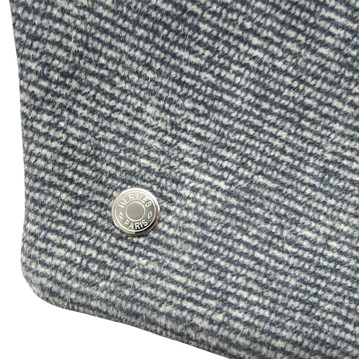 HERMES barretter Karma Twill Crude cell included Noir (Black) Denim print /Suede Lambskin Silver HW[EXCELLENT][Authentic]