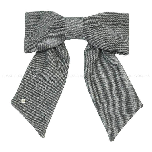 HERMES barretter Karma Twill Crude cell included Noir (Black) Denim print /Suede Lambskin Silver HW[EXCELLENT][Authentic]