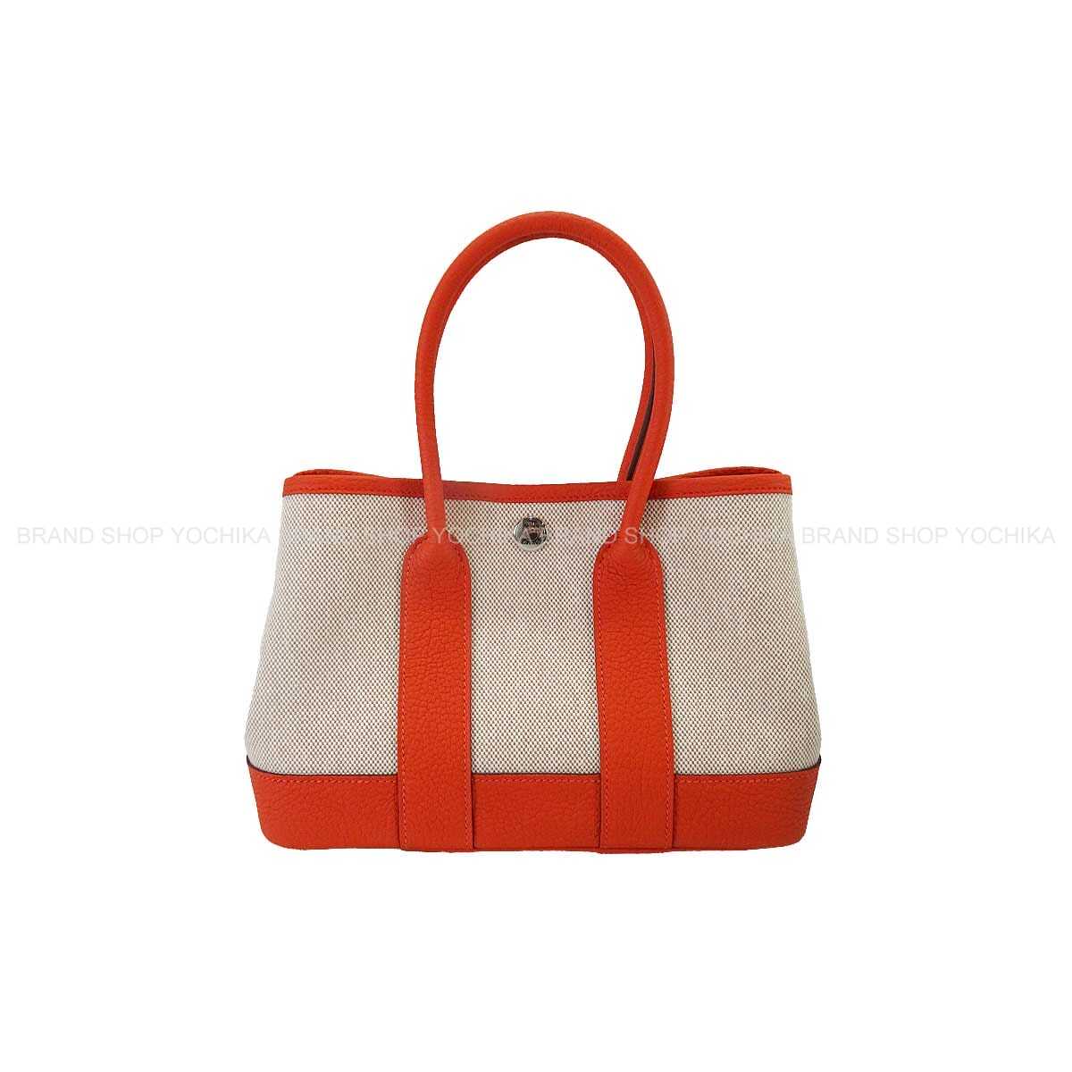HERMES Handbag Neo Garden Party 23 Orange Toile Criss Viking/Veau Negonda Silver HW Stamp K[BRAND NEW][Authentic]