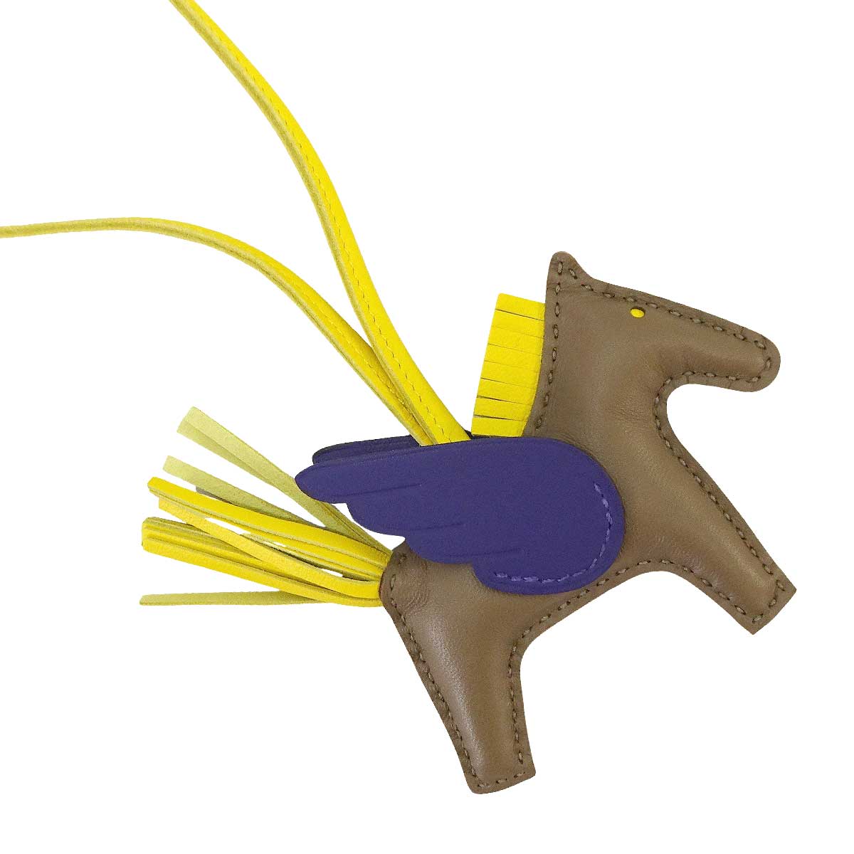 HERMES bag charm Rodeo Pegasus PM Etoupe/Jaune de Naples/Purple Agneau Milo/Veau Swift Stamp G[BRAND NEW][Authentic]