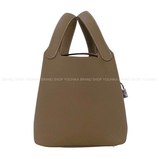 HERMES Handbag Picotin Lock 18 PM Etoupe Taurillon Clemence Silver HW Stamp K[BRAND NEW][Authentic]