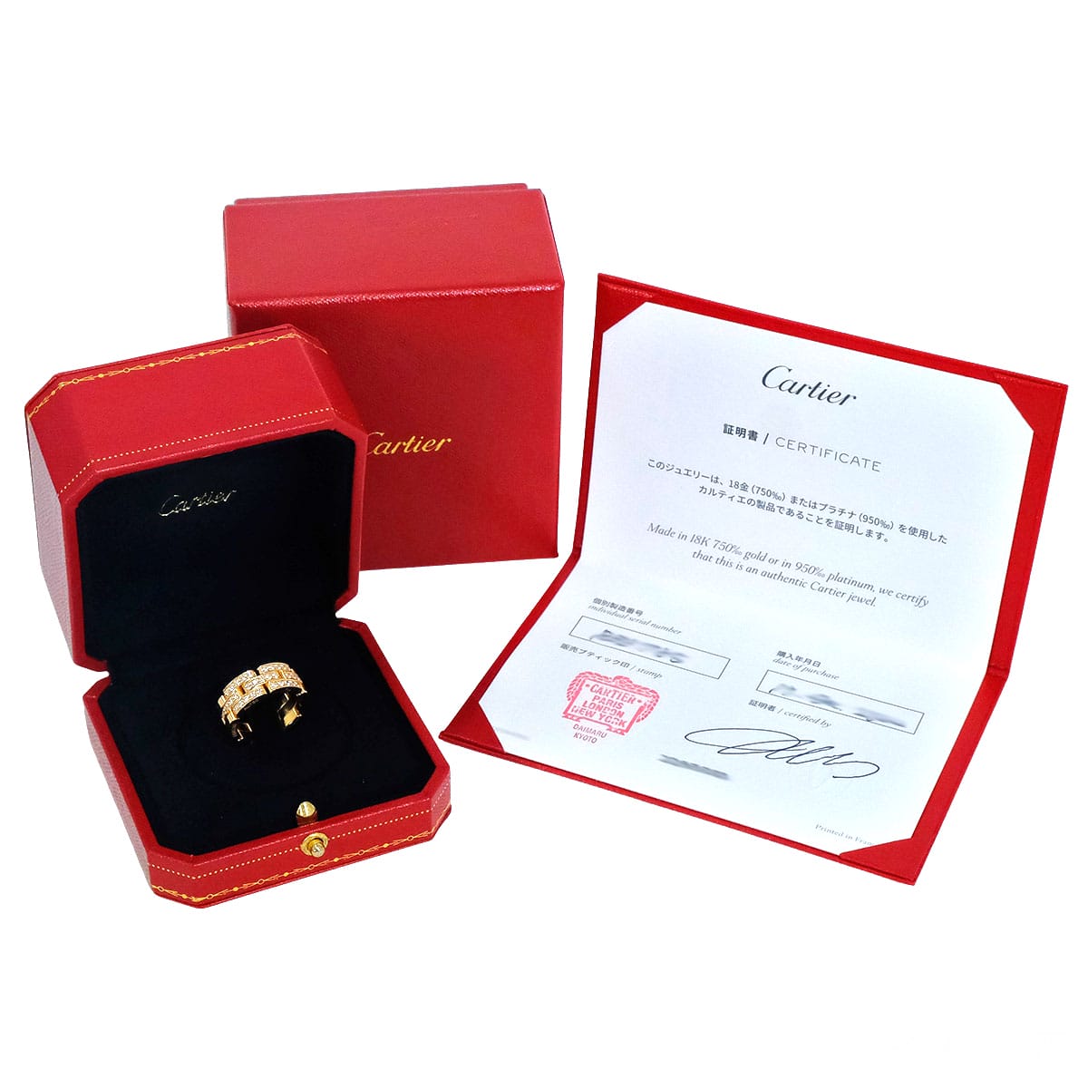 [Pre-loved] CARTIER ring 3-Row Semi-Pavé Mayon PanthèrePink Gold K18PG/Diamond #53[USED SA][Authentic]
