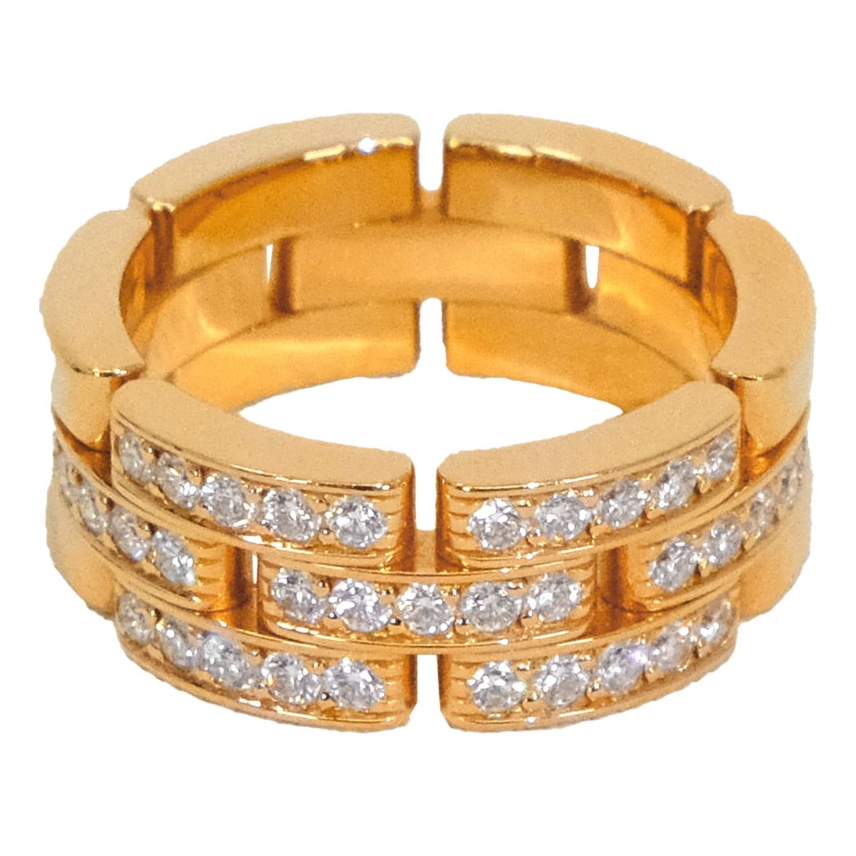 [Pre-loved] CARTIER ring 3-Row Semi-Pavé Mayon PanthèrePink Gold K18PG/Diamond #53[USED SA][Authentic]