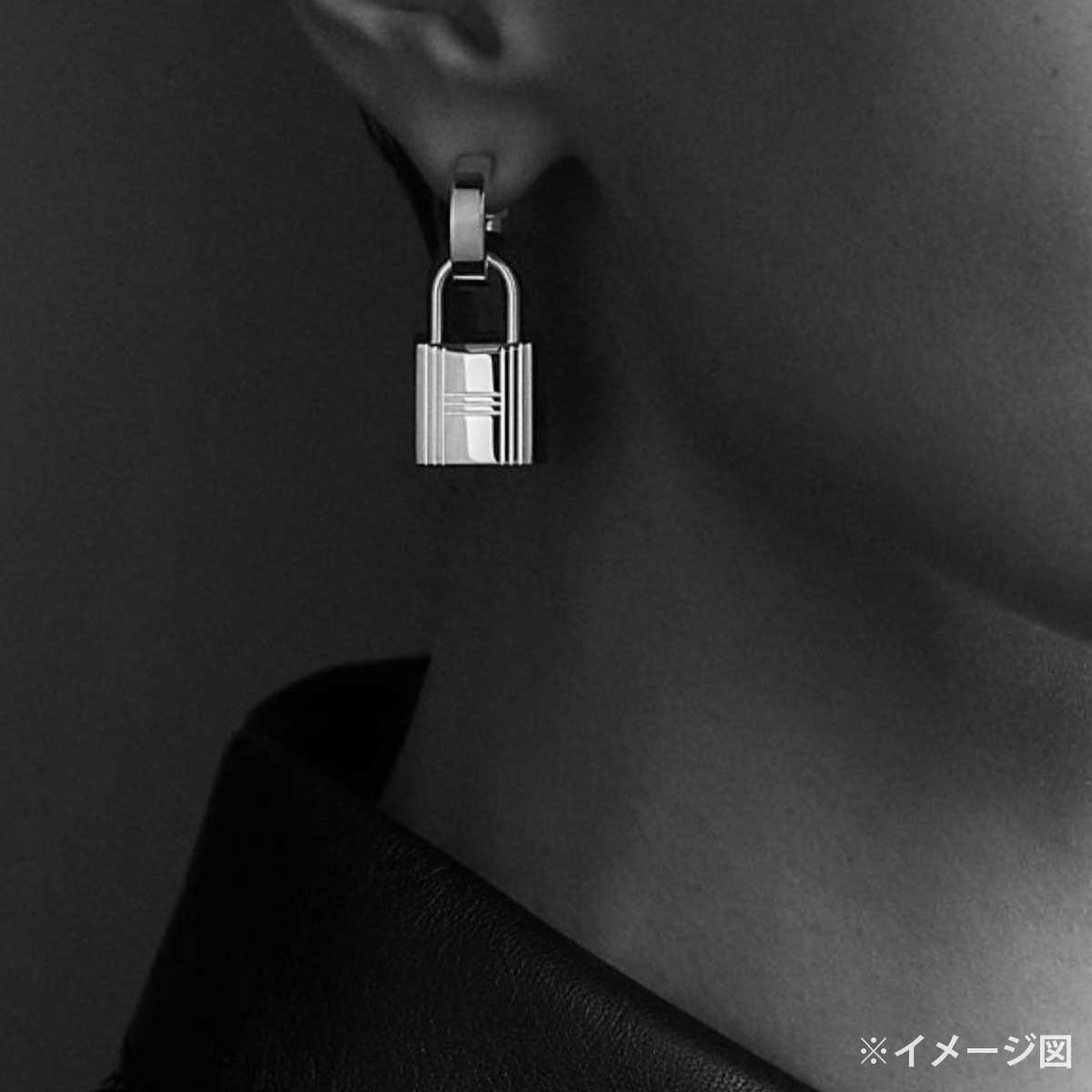 [Pre-loved] HERMES pierced earring O'Kelly Kanade Orange Veau Swift Stamp D[LIKE NEW][Authentic]