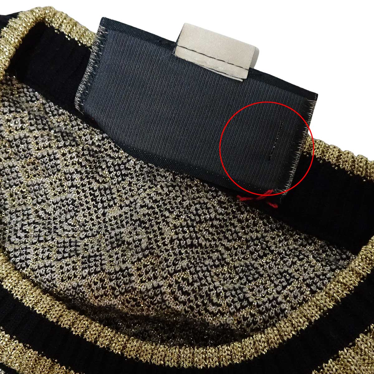 [Pre-loved] 2023AW GUCCI Knit Wool Jacquard Top Knit GG boucle Noir (Black)/Gold/Silver Wool/Reyon/metallic fiber/Cotton #XS 743322 XKC8Y[LIKE NEW][Authentic]