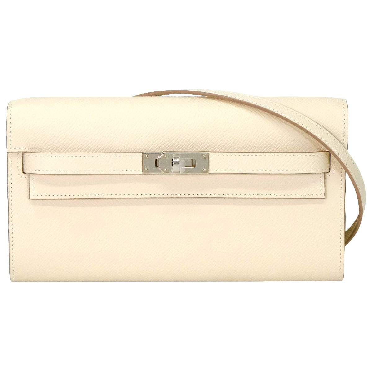 HERMES long wallet Kelly Wallet Long To Go Craie Veau Epsom Silver HW Stamp K[BRAND NEW][Authentic]