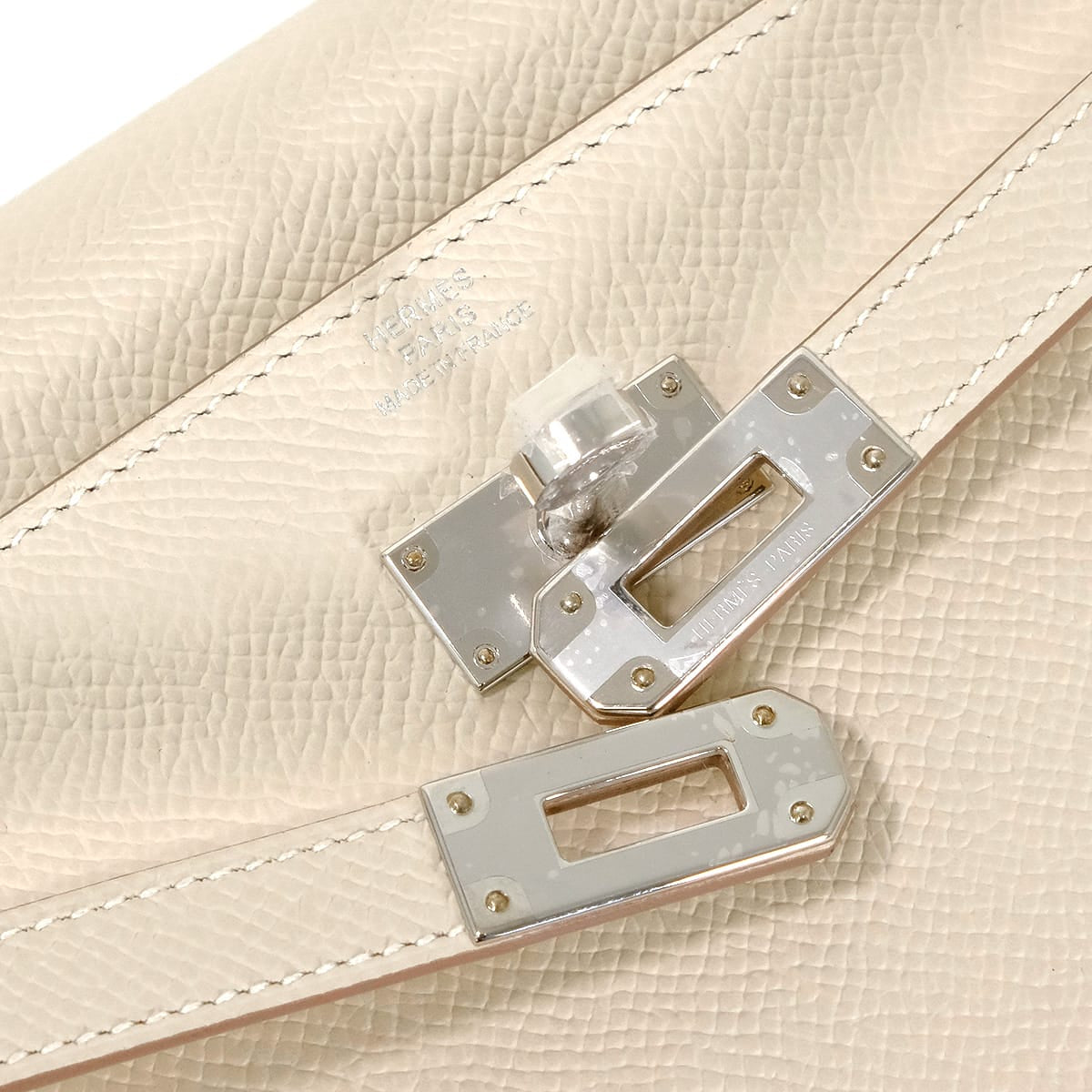 HERMES long wallet Kelly Wallet Long To Go Craie Veau Epsom Silver HW Stamp K[BRAND NEW][Authentic]