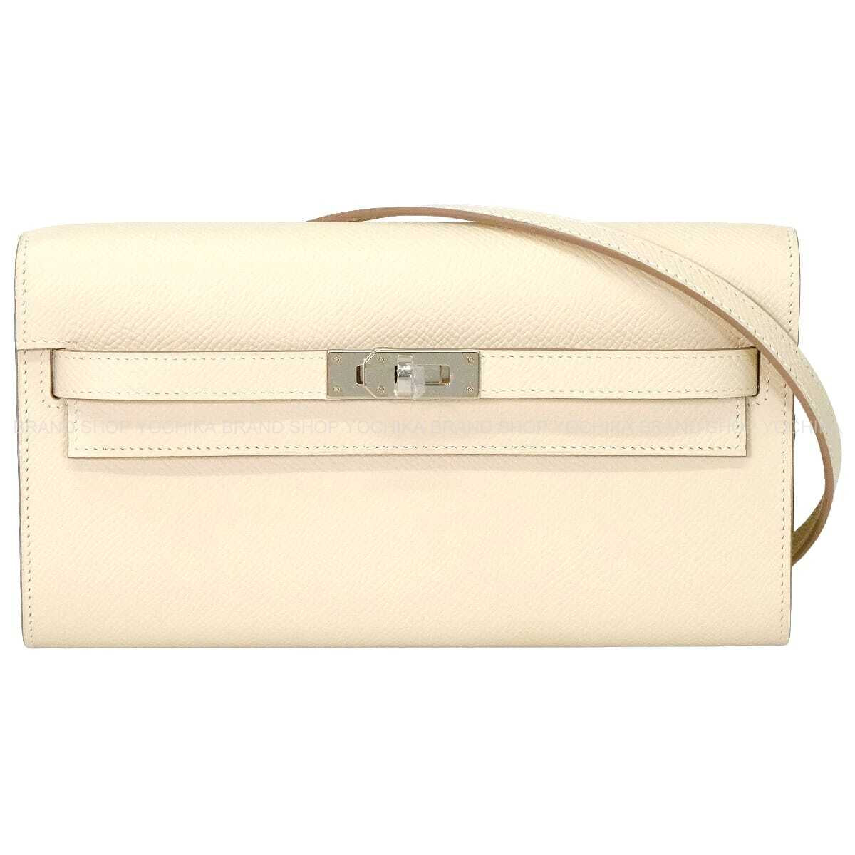 HERMES long wallet Kelly Wallet Long To Go Craie Veau Epsom Silver HW Stamp K[BRAND NEW][Authentic]