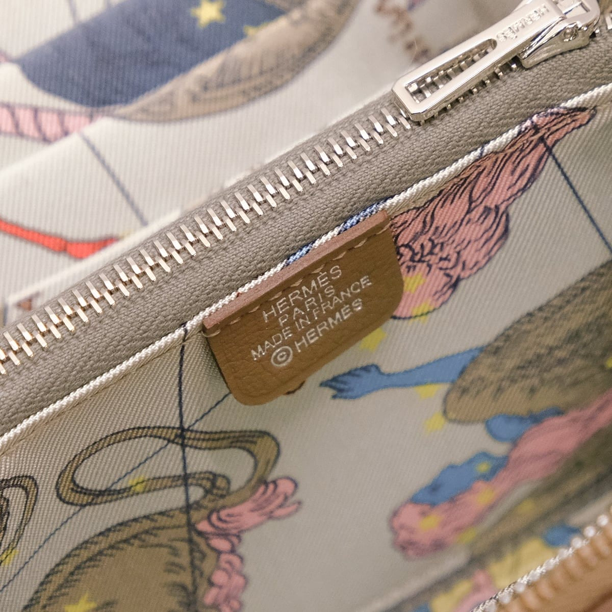HERMES Bi-fold wallet Azap Silk'in Compact Astrologie Nouvelle EtoupePierre/Mykonos Evercolor/Veau Barenia Silver HW Stamp K[BRAND NEW][Authentic]