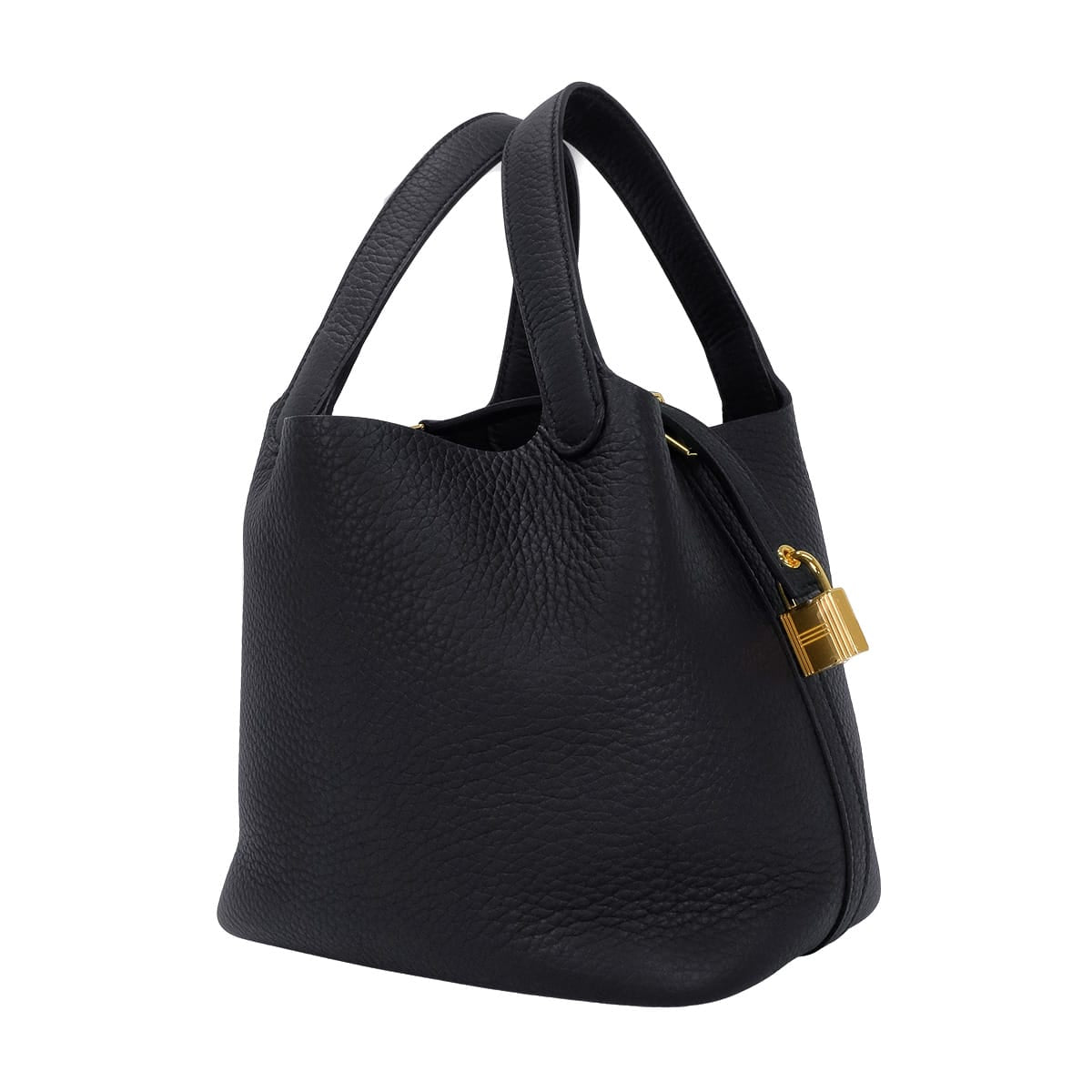 HERMES Handbag Picotin Lock 18 PM Noir (Black) Taurillon Clemence Gold HW Stamp K[EXCELLENT][Authentic]