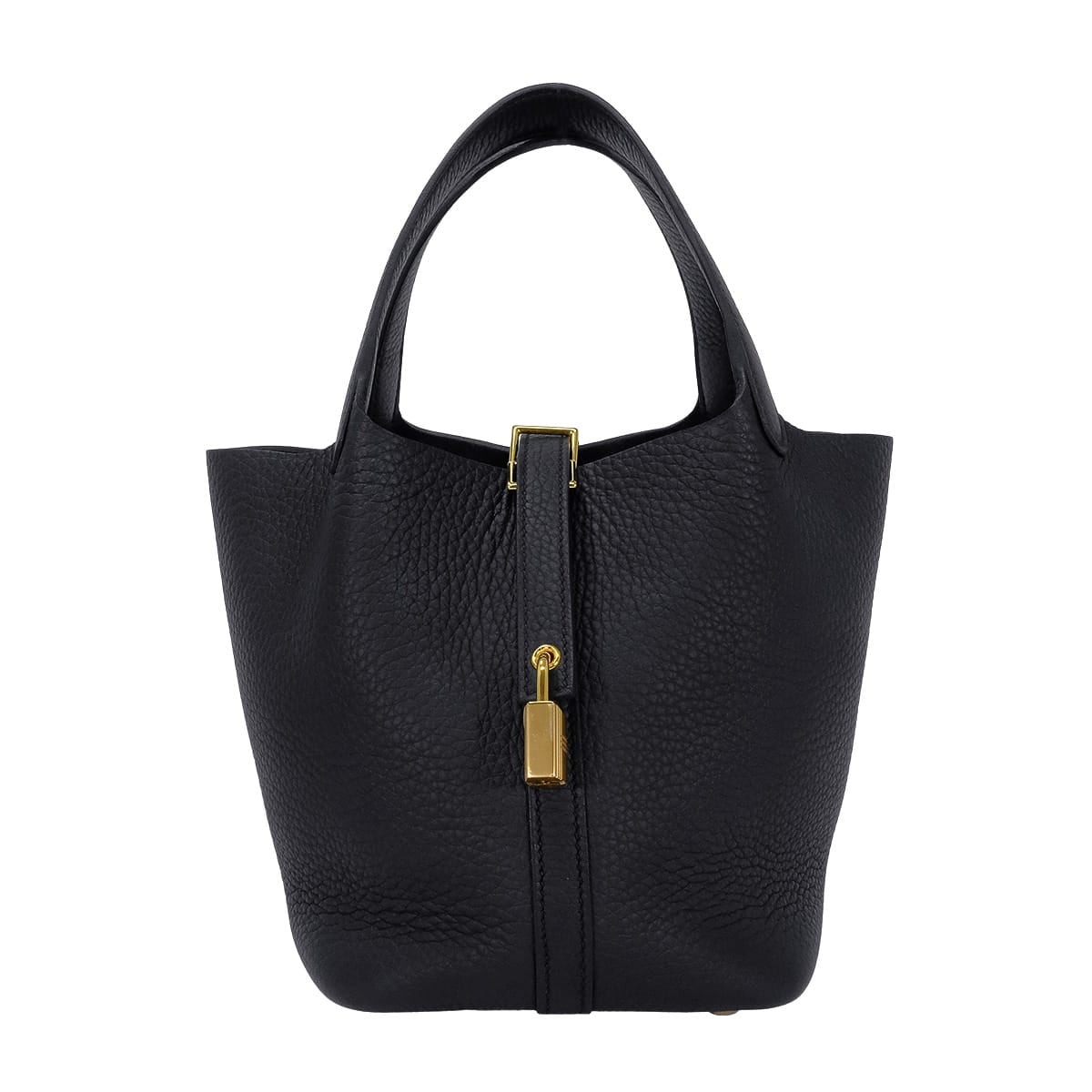 HERMES Handbag Picotin Lock 18 PM Noir (Black) Taurillon Clemence Gold HW Stamp K[EXCELLENT][Authentic]