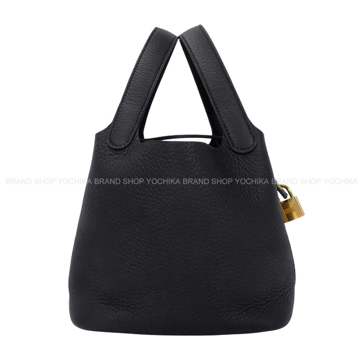 HERMES Handbag Picotin Lock 18 PM Noir (Black) Taurillon Clemence Gold HW Stamp K[EXCELLENT][Authentic]