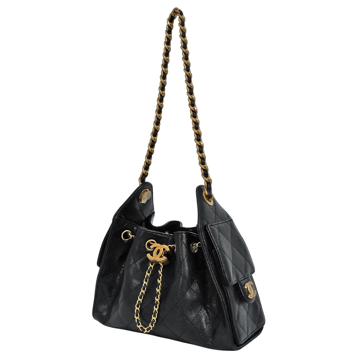 CHANEL Shoulder bag CHANEL 25 Matelasse Mini Chain Noir (Black) Graind Calf(Caviarskin) Antique Mat Gold HW AS5631[EXCELLENT][Authentic]