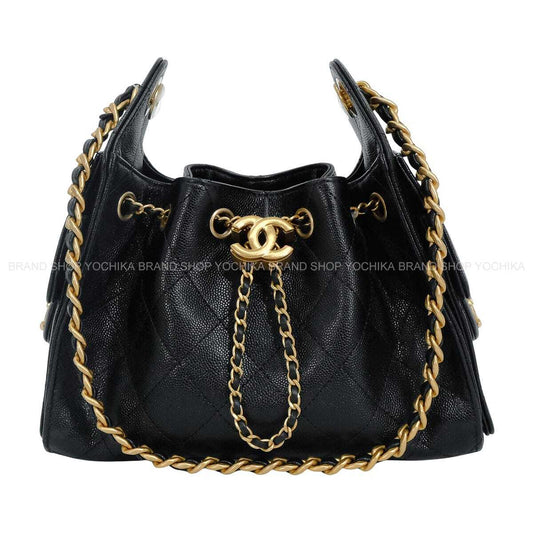 CHANEL Shoulder bag CHANEL 25 Matelasse Mini Chain Noir (Black) Graind Calf(Caviarskin) Antique Mat Gold HW AS5631[EXCELLENT][Authentic]
