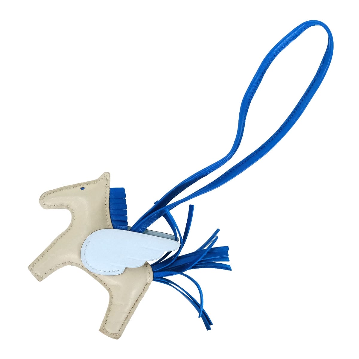 [Pre-loved] HERMES bag charm Rodeo Pegasus PM Craie/Bleu France/Blue brume Agneau Milo/Veau Swift Stamp W[LIKE NEW][Authentic]