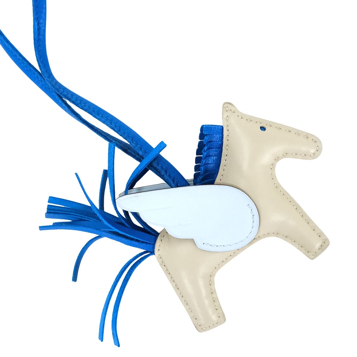 [Pre-loved] HERMES bag charm Rodeo Pegasus PM Craie/Bleu France/Blue brume Agneau Milo/Veau Swift Stamp W[LIKE NEW][Authentic]