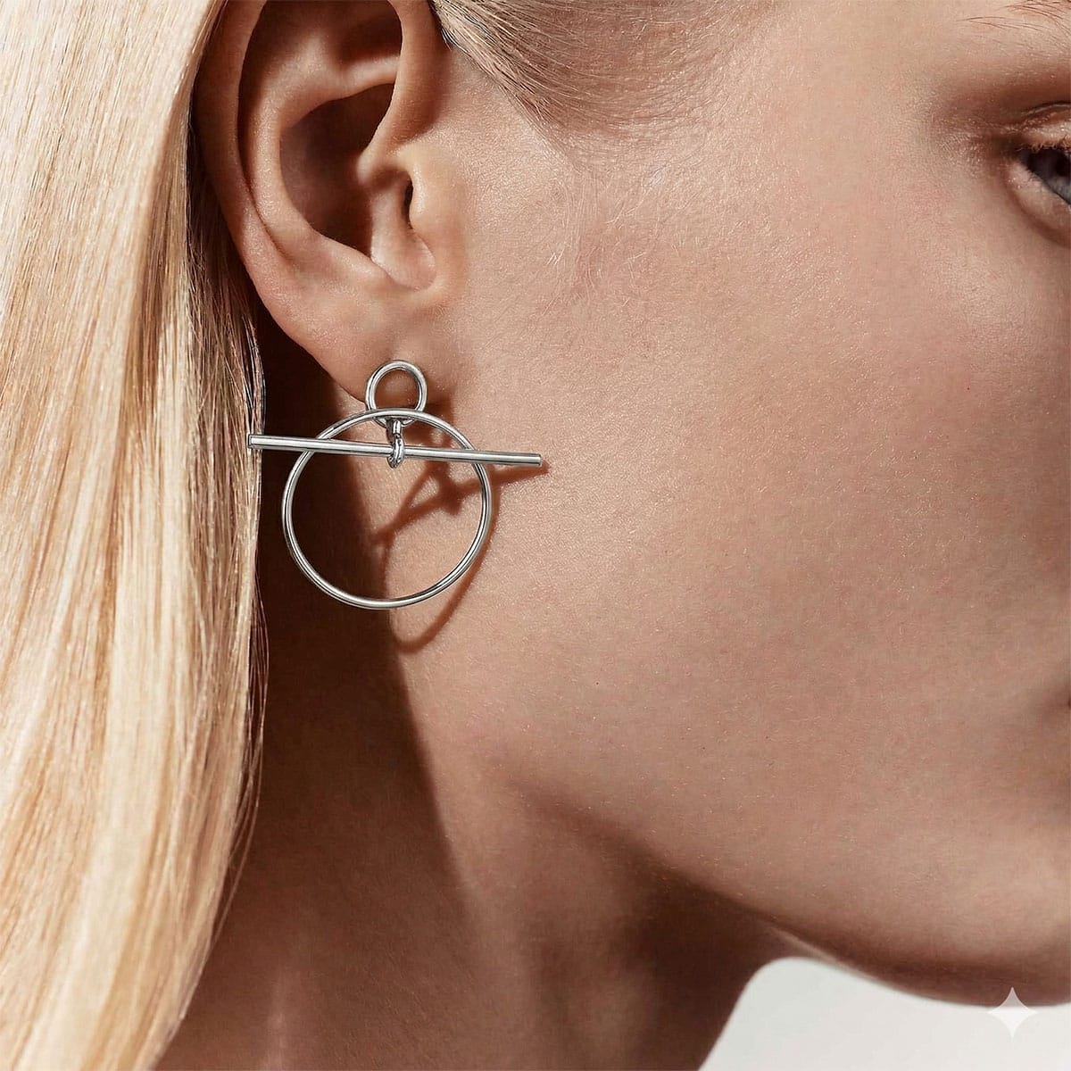 HERMES pierced earring Loop Echappee MM Silver Silver925 (SV925 Ag925) Silver HW[BRAND NEW][Authentic]