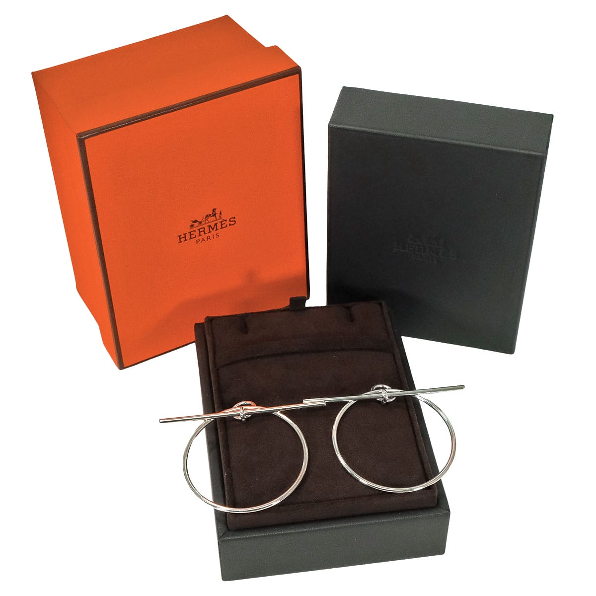 HERMES pierced earring Loop Echappee MM Silver Silver925 (SV925 Ag925) Silver HW[BRAND NEW][Authentic]