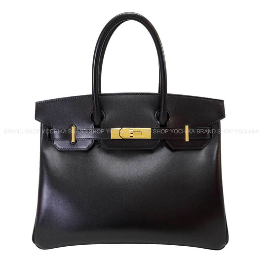 HERMES Handbag Birkin30 Noir (Black) Box Calf Gold HW Stamp K[BRAND NEW][Authentic]