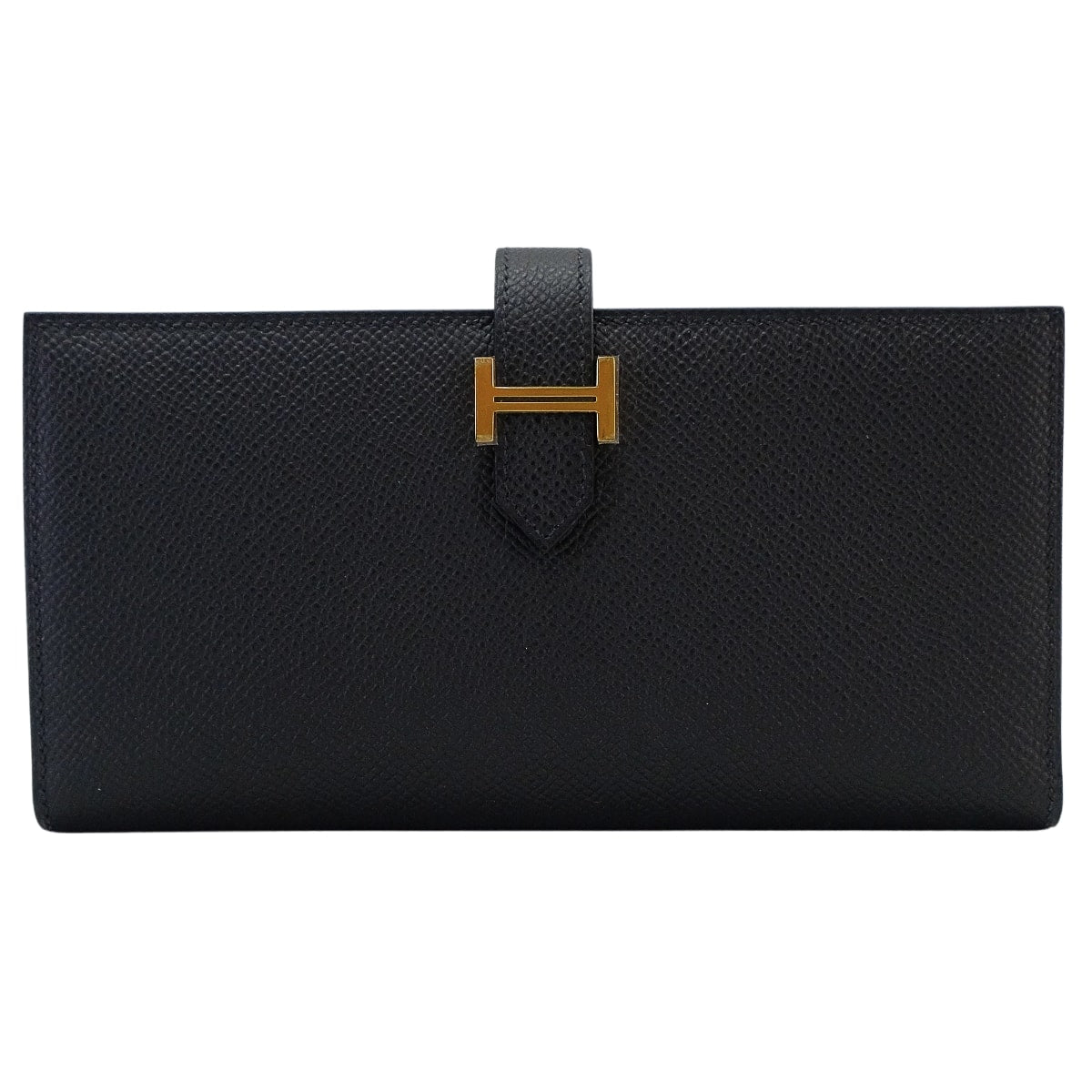 HERMES long wallet Bearn Soufflet Noir (Black) Veau Epsom Gold HW Stamp K[BRAND NEW][Authentic]