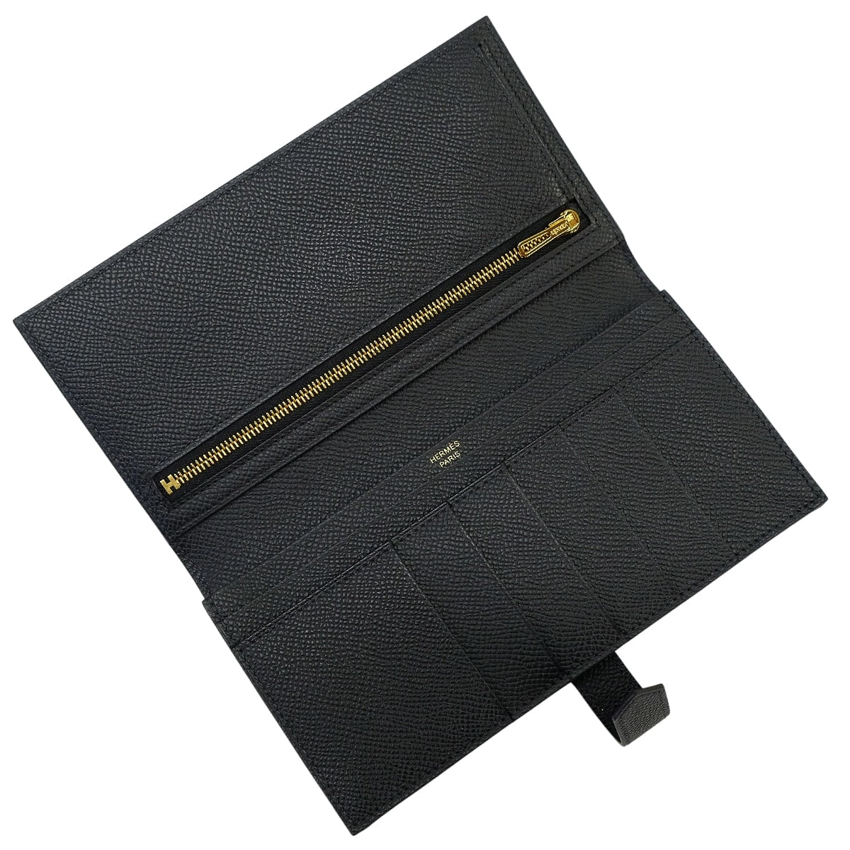 HERMES long wallet Bearn Soufflet Noir (Black) Veau Epsom Gold HW Stamp K[BRAND NEW][Authentic]