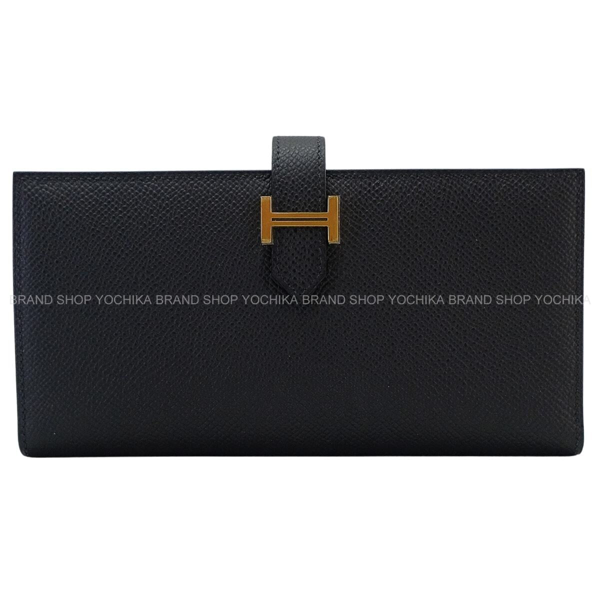 HERMES long wallet Bearn Soufflet Noir (Black) Veau Epsom Gold HW Stamp K[BRAND NEW][Authentic]