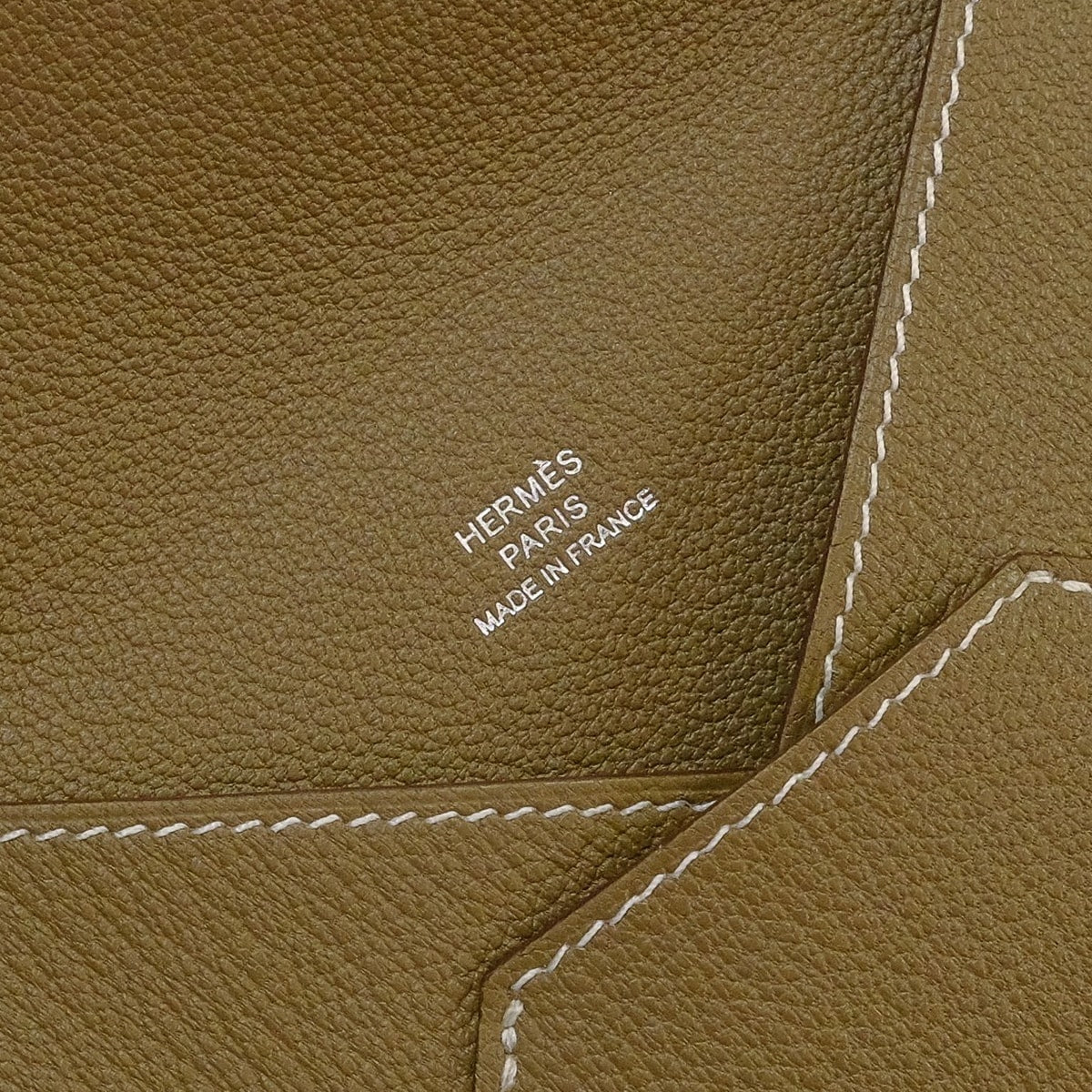 HERMES card holder Enveloppe MM Etoupe Chevre Mysore Stamp K H032790CA18[EXCELLENT][Authentic]