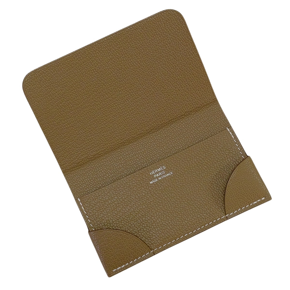 HERMES card holder COINS DE MALLE Etoupe Chevre Mysore Stamp K[EXCELLENT][Authentic]