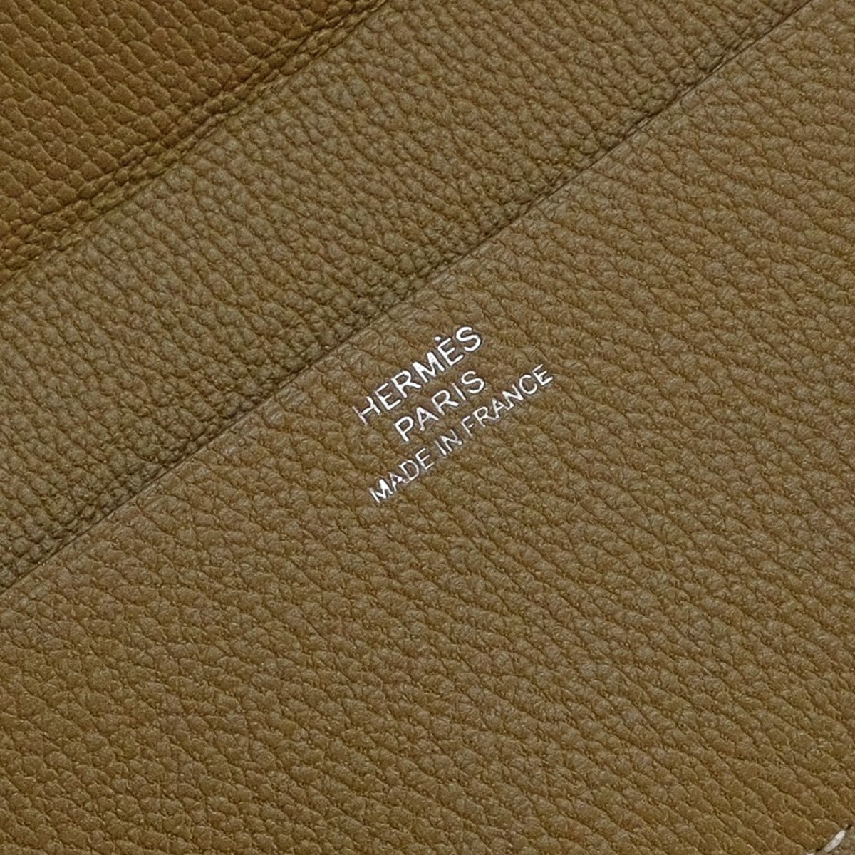 HERMES card holder COINS DE MALLE Etoupe Chevre Mysore Stamp K[EXCELLENT][Authentic]