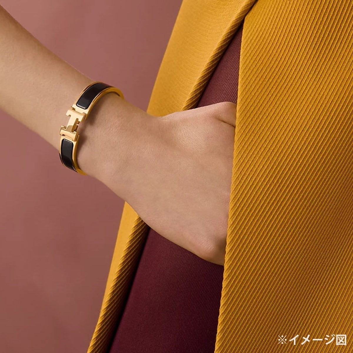 HERMES bracelet Bangle Clic H PM Noir (Black) Rosegold plated[BRAND NEW][Authentic]