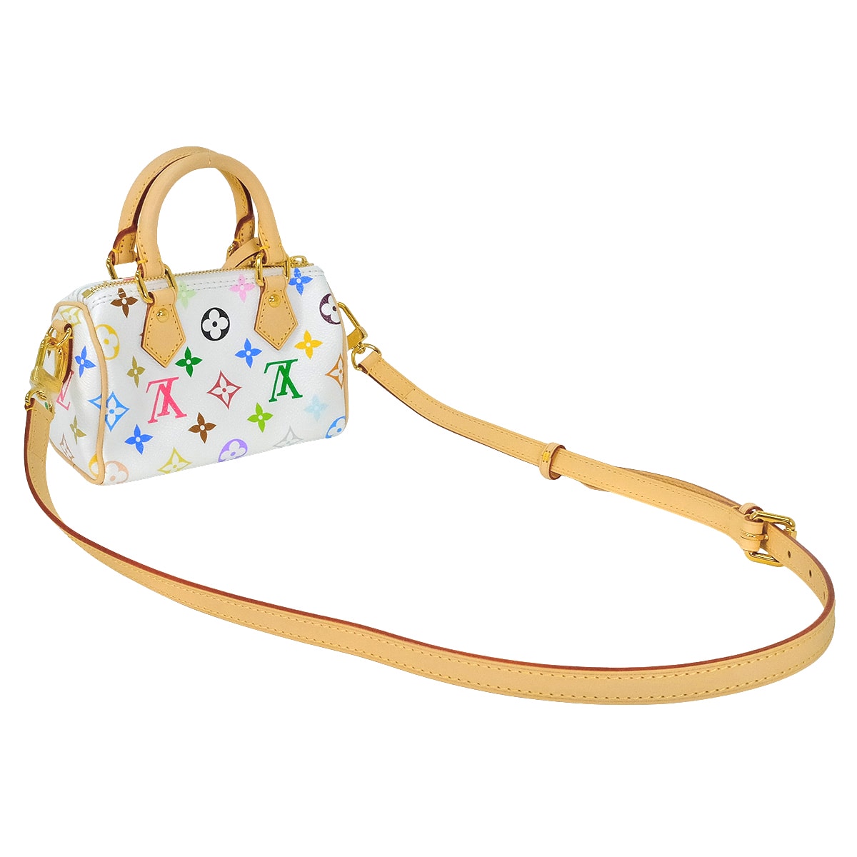 2025 Limited LOUIS VUITTON Shoulder bag LV x TM Takashi Murakami Nano Speedy Blanc (White)/Multicolor Monogram Canvas Gold HW M13391[EXCELLENT][Authentic]