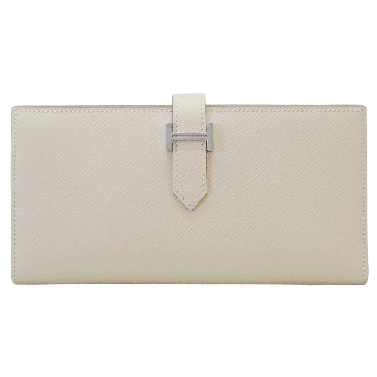 HERMES long wallet Bearn Soufflet Craie Veau Epsom Silver HW Stamp G[BRAND NEW][Authentic]