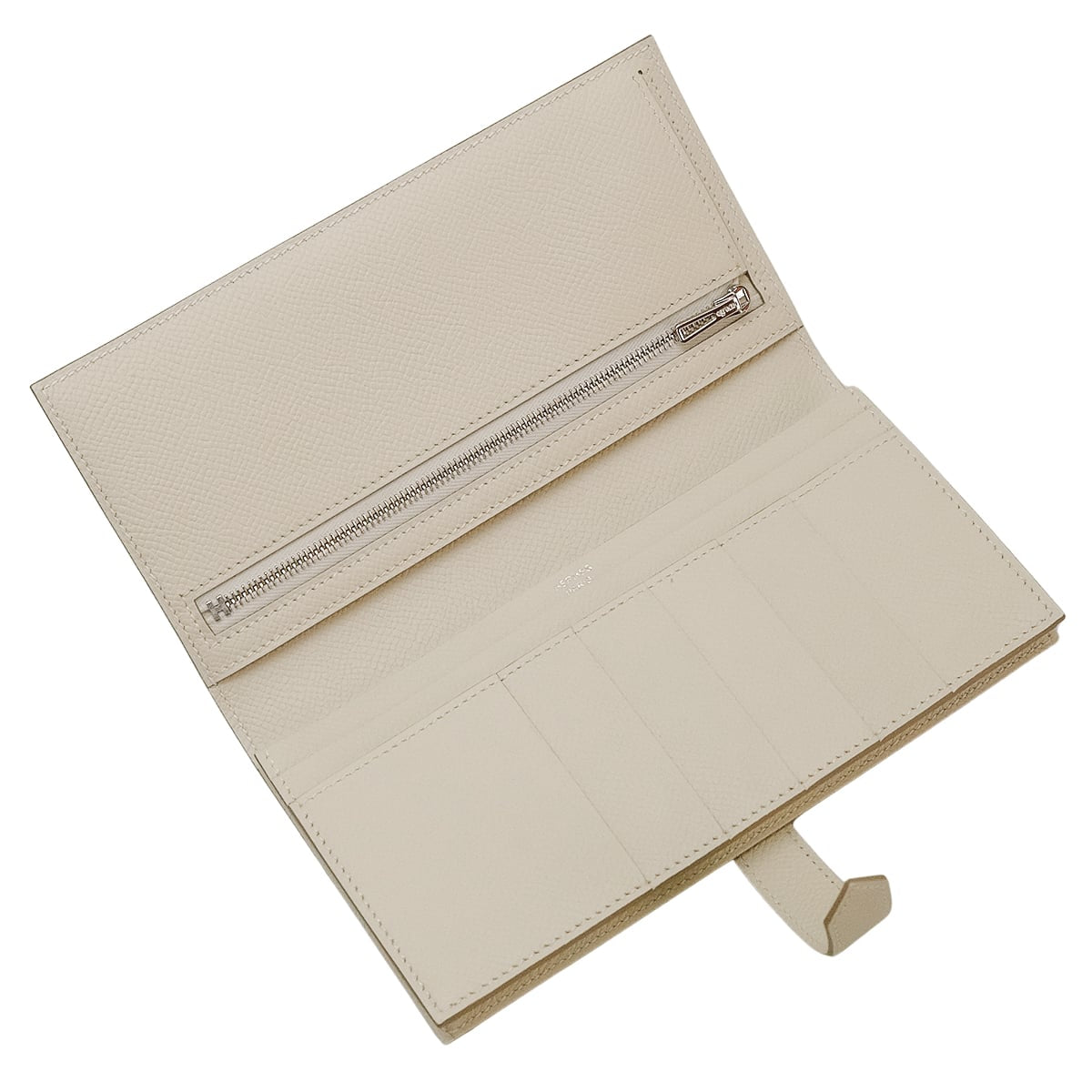 HERMES long wallet Bearn Soufflet Craie Veau Epsom Silver HW Stamp G[BRAND NEW][Authentic]