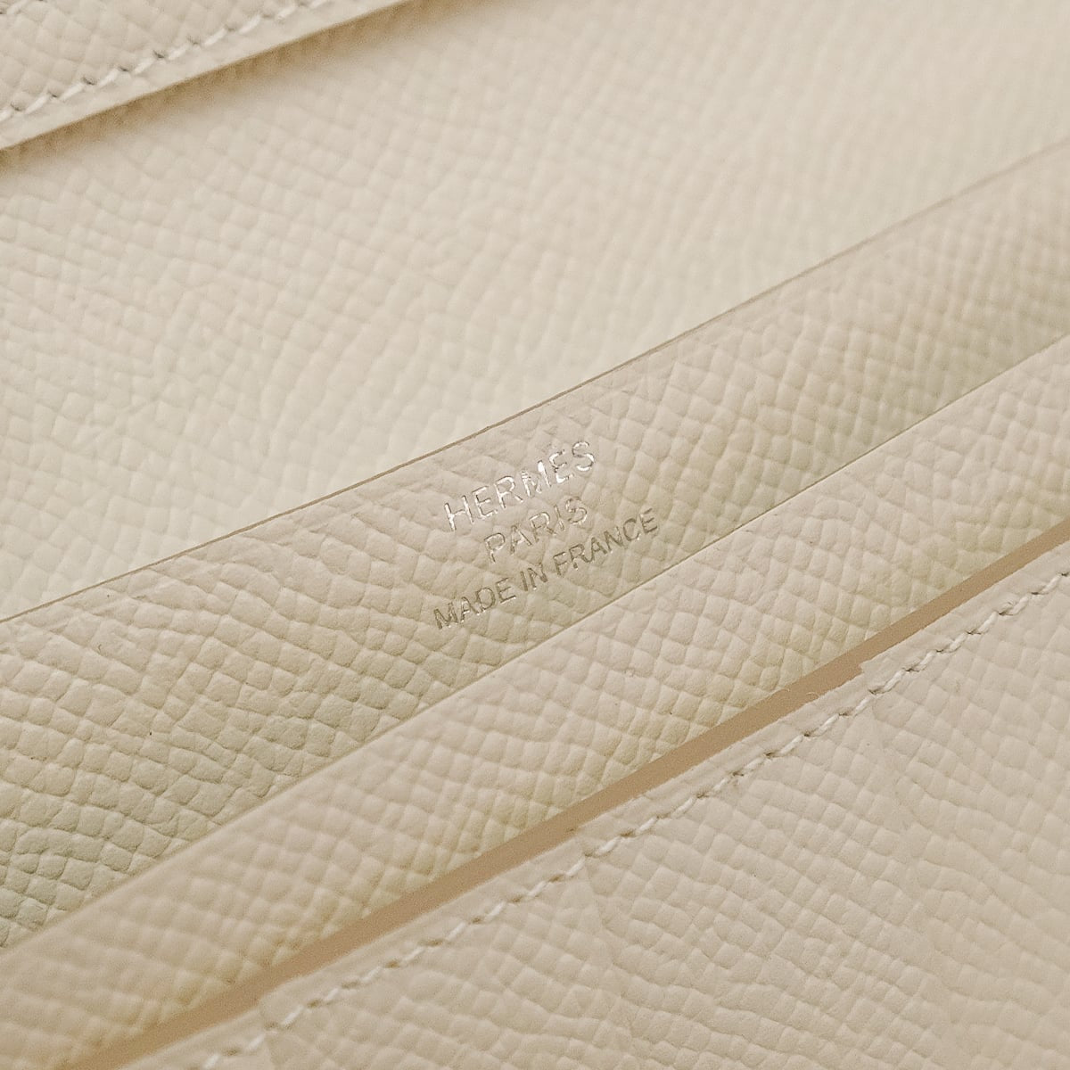 HERMES long wallet Bearn Soufflet Craie Veau Epsom Silver HW Stamp G[BRAND NEW][Authentic]