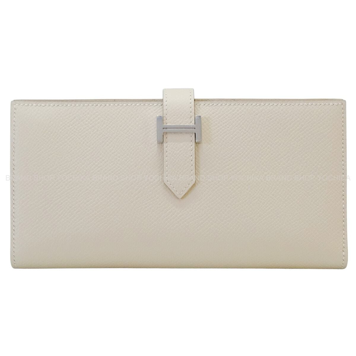 HERMES long wallet Bearn Soufflet Craie Veau Epsom Silver HW Stamp G[BRAND NEW][Authentic]