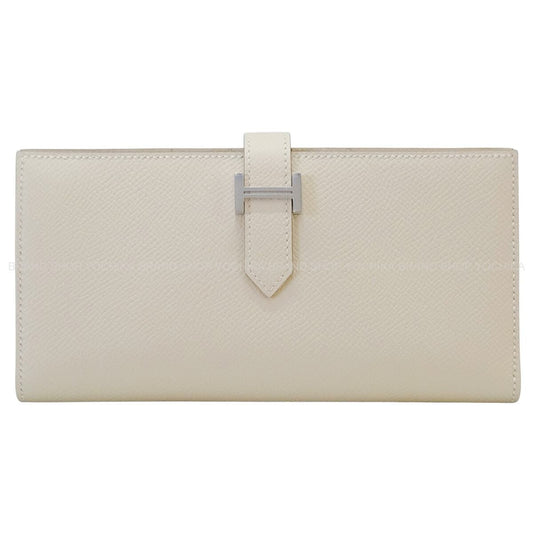 HERMES long wallet Bearn Soufflet Craie Veau Epsom Silver HW Stamp G[BRAND NEW][Authentic]
