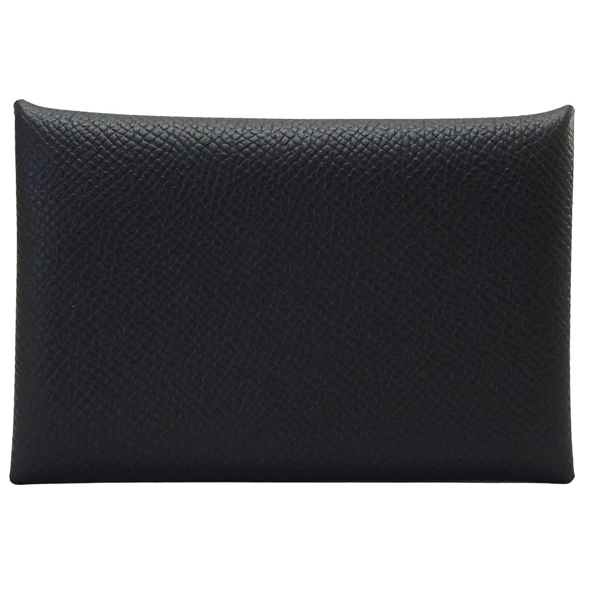 HERMES card holder Calvi Noir (Black) Veau Epsom Silver HW Stamp W[EXCELLENT][Authentic]