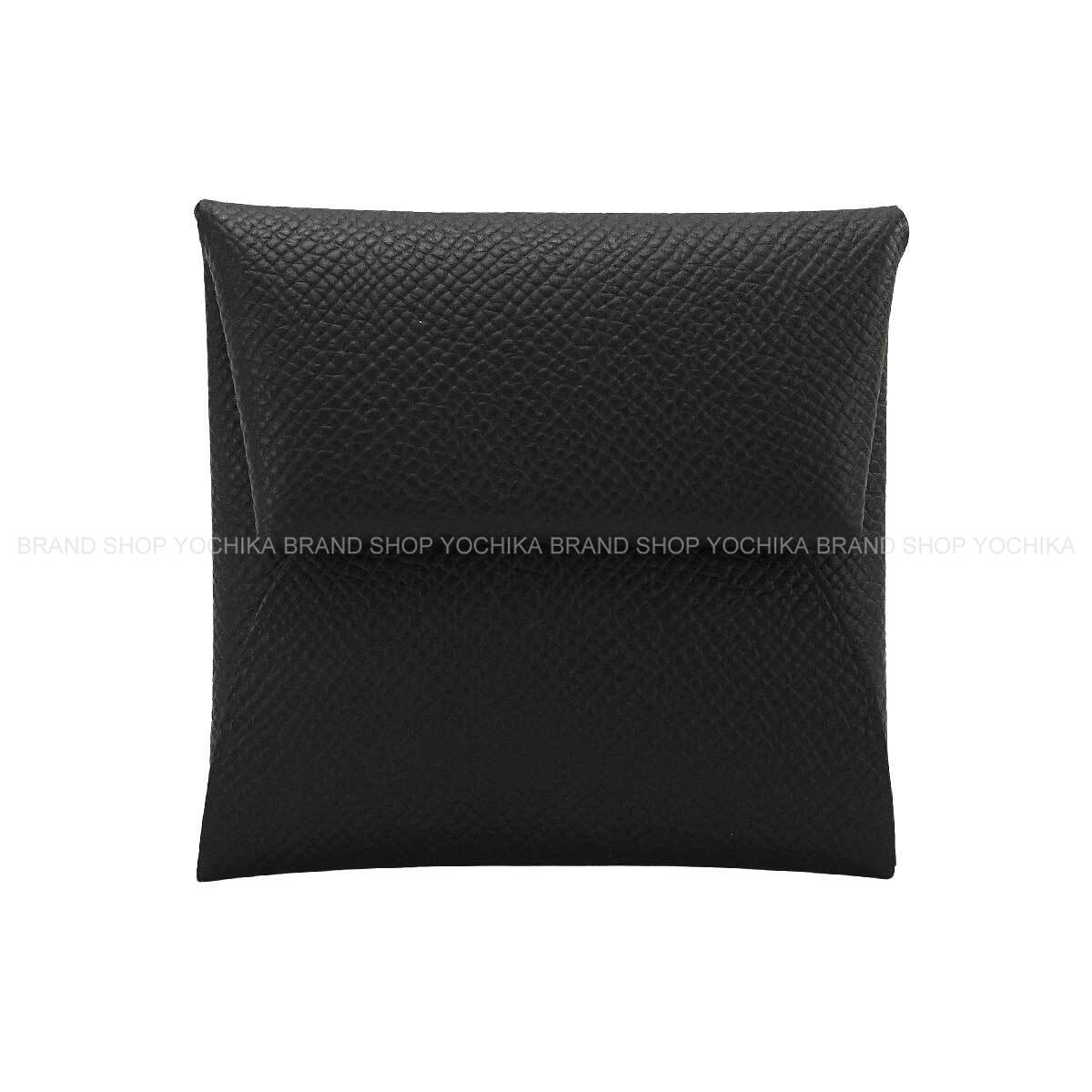 HERMES change purse Bastia Noir (Black) Veau Epsom Silver HW Stamp W[EXCELLENT][Authentic]