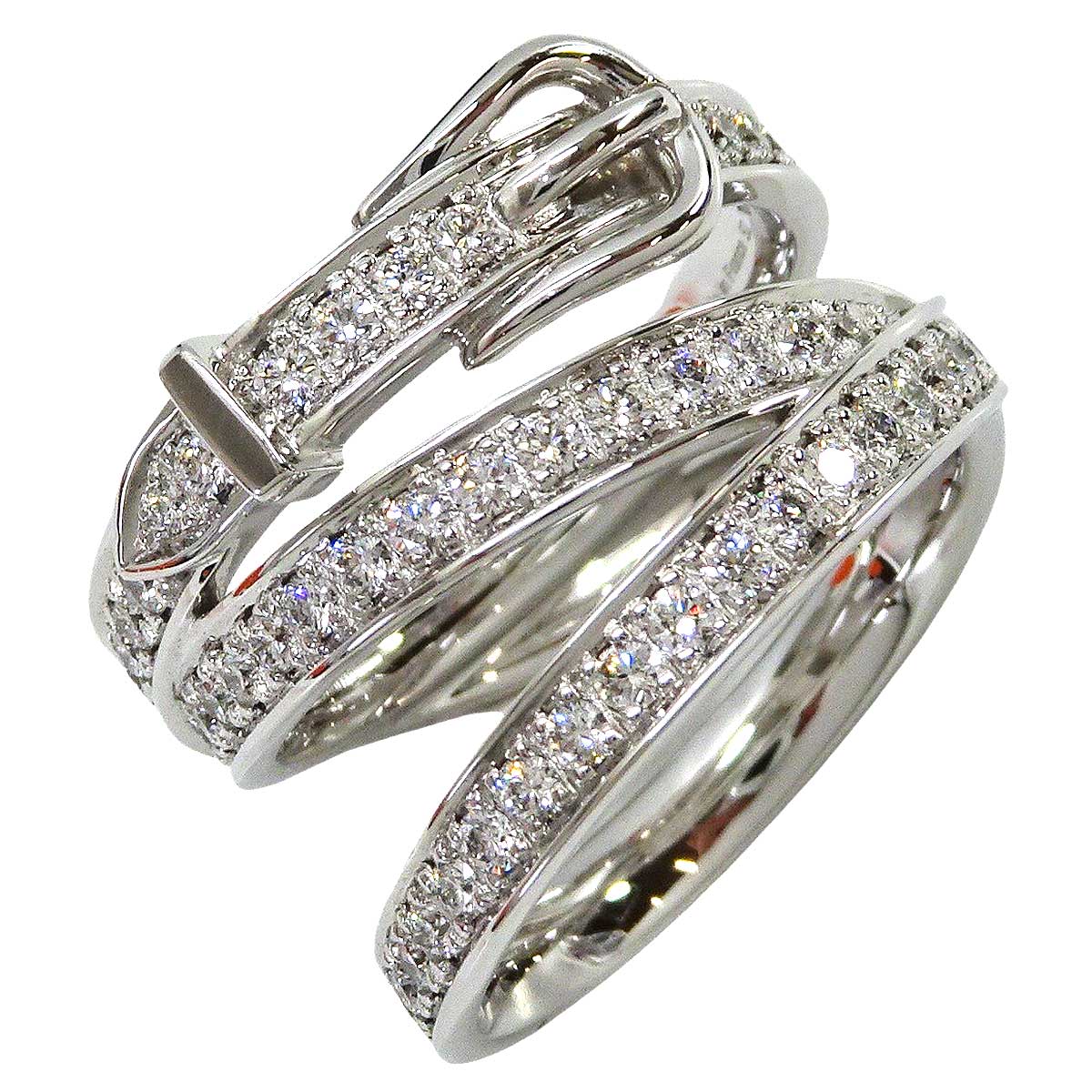 HERMES ring Etriviere GM Silver K18WG/Diamond #52 H124606B[EXCELLENT][Authentic]