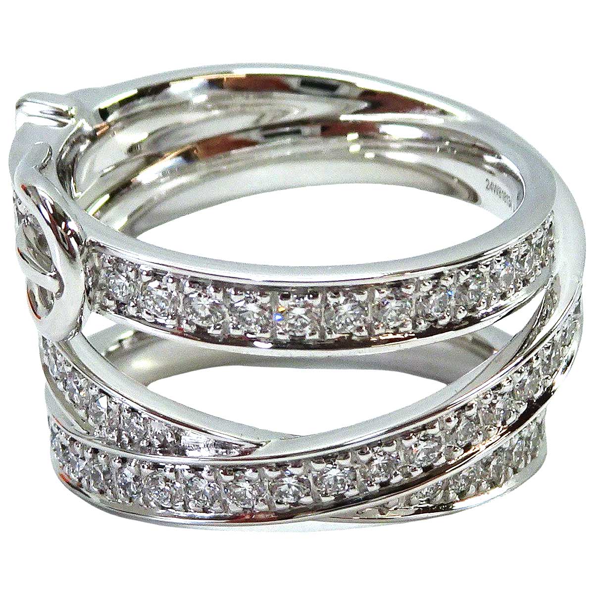 HERMES ring Etriviere GM Silver K18WG/Diamond #52 H124606B[EXCELLENT][Authentic]