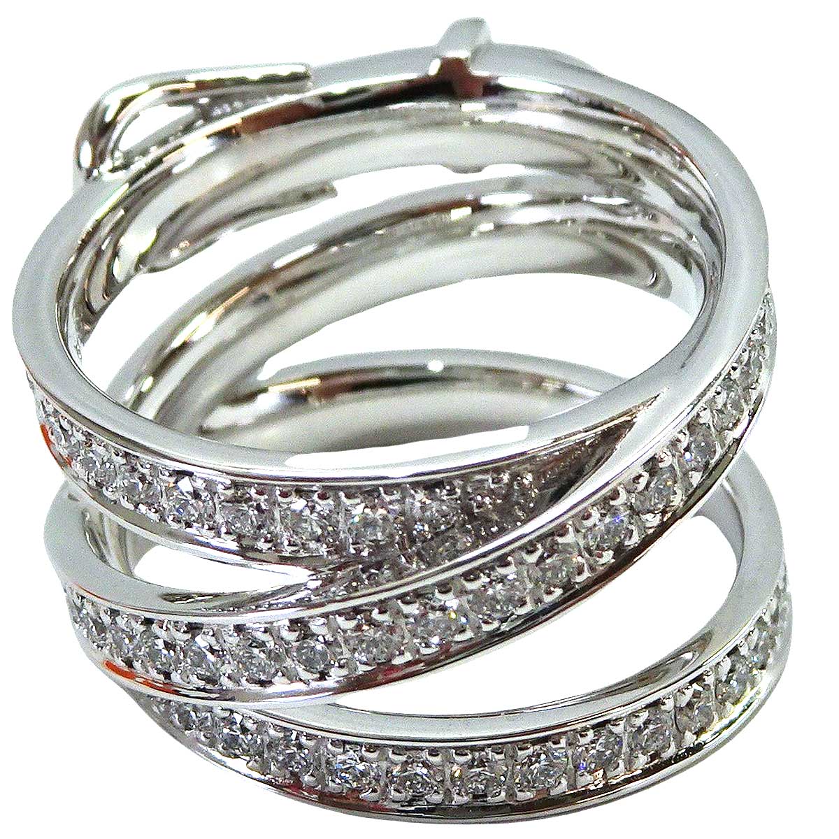 HERMES ring Etriviere GM Silver K18WG/Diamond #52 H124606B[EXCELLENT][Authentic]