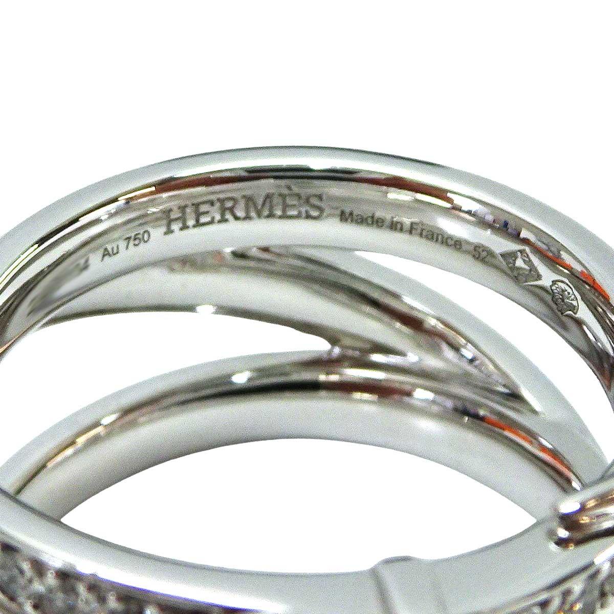 HERMES ring Etriviere GM Silver K18WG/Diamond #52 H124606B[EXCELLENT][Authentic]