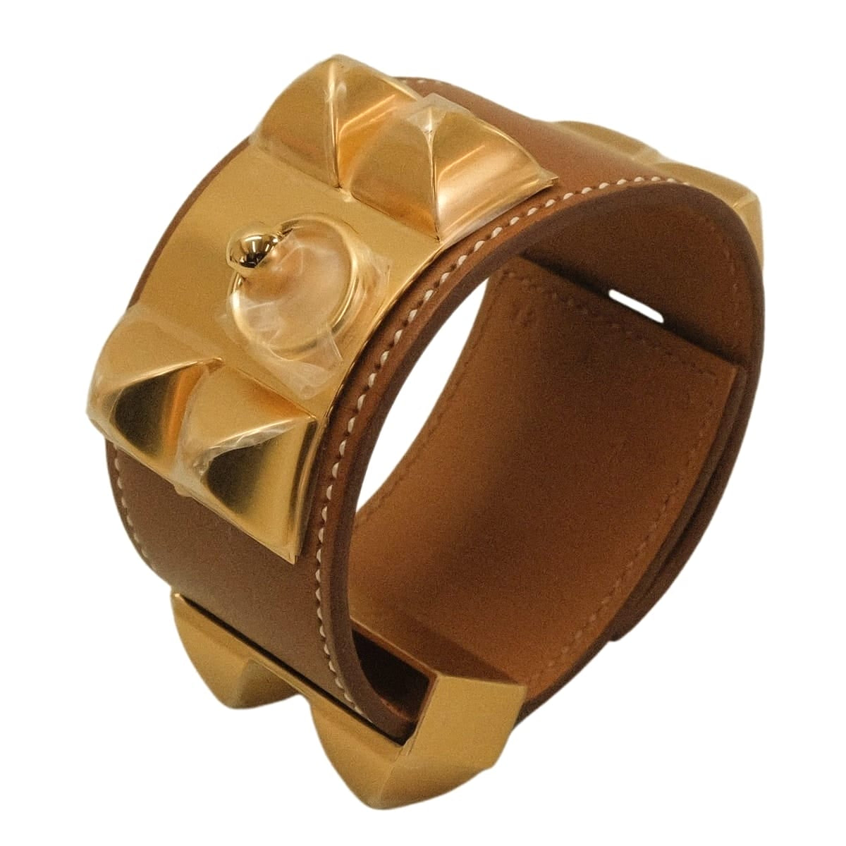 HERMES bracelet Collier de Chien #T2 Fauve Veau Barenia Gold HW Stamp K[BRAND NEW][Authentic]