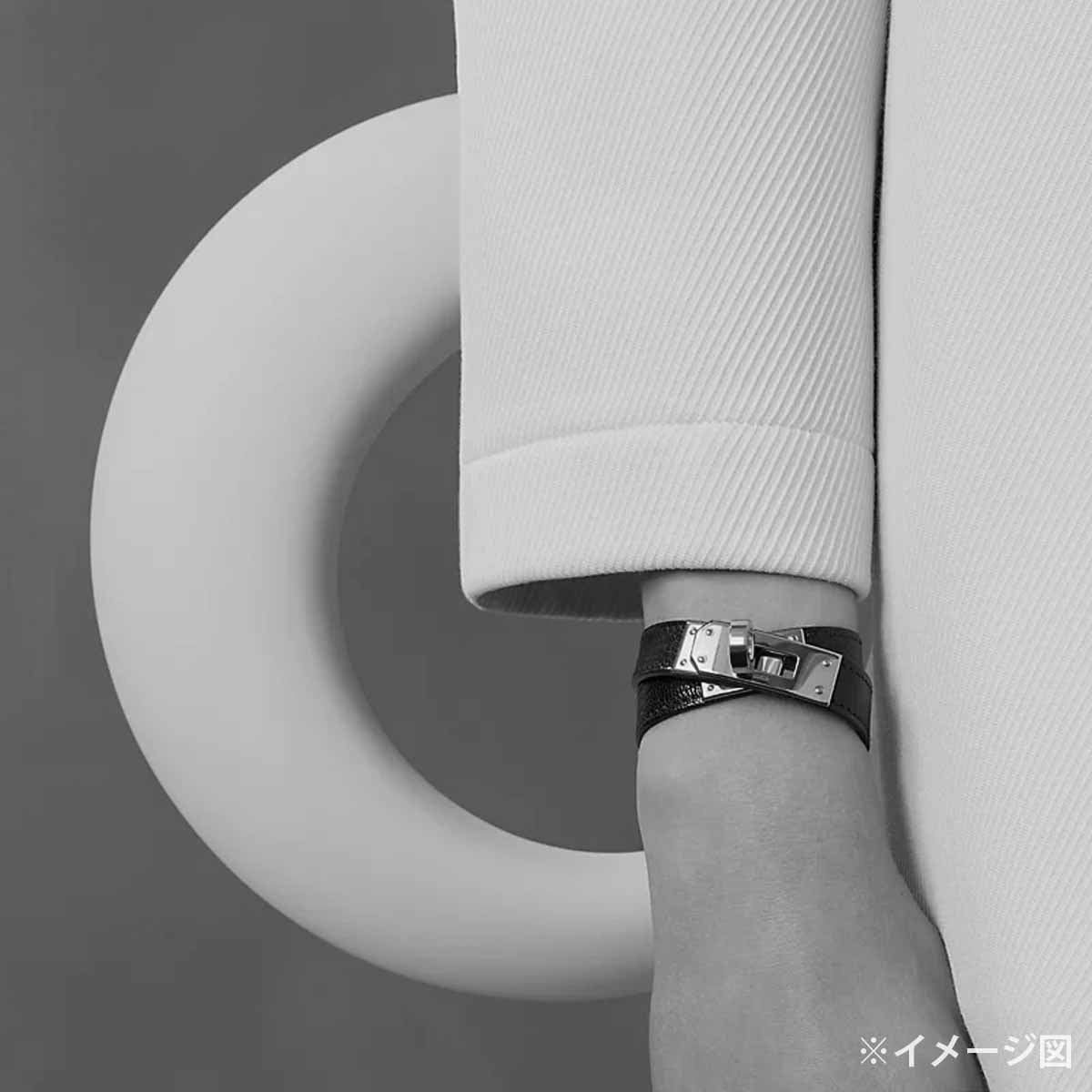 HERMES bracelet Kelly Double Tour #T2 Noir (Black) Box Calf Silver HW Stamp B[EXCELLENT][Authentic]