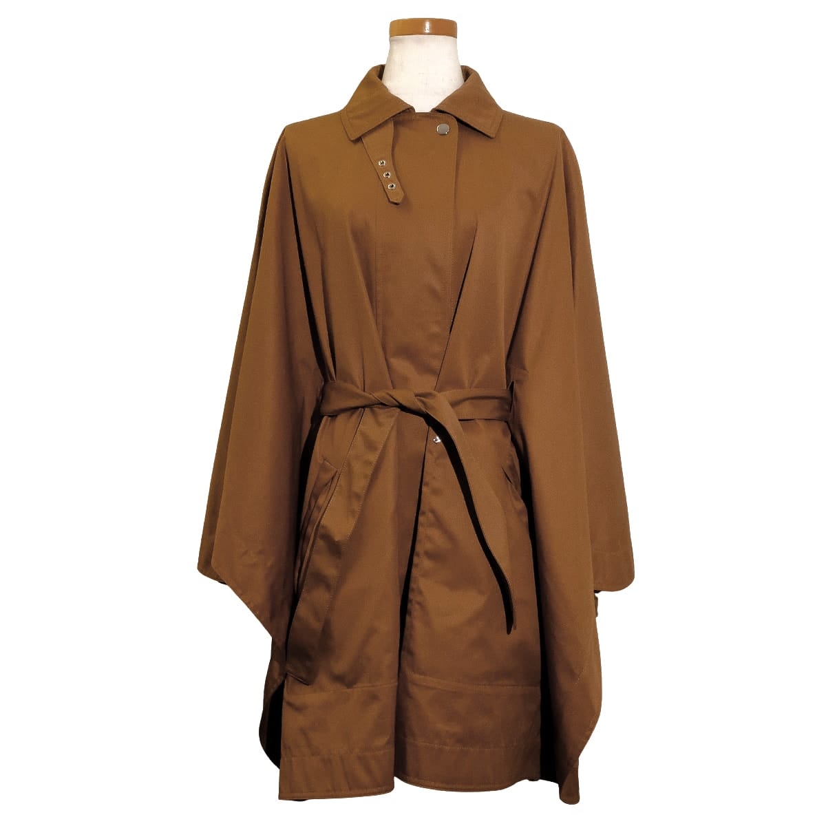 2026SS HERMES Poncho Cape coat with Sellier buttonsBrown Mahogany Cotton100% #34 H6E0162DK[EXCELLENT][Authentic]